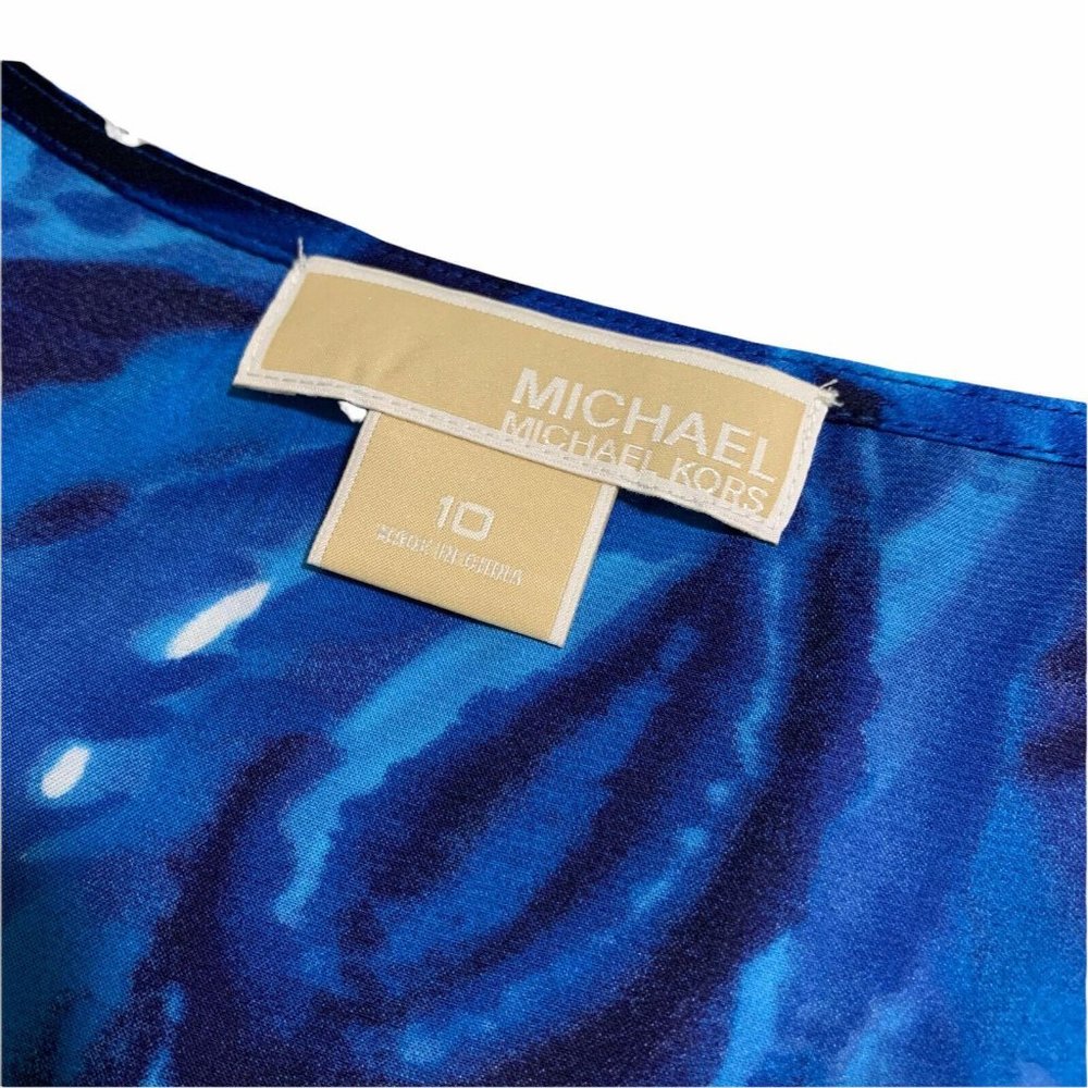 Michael Michael Kors Blue Paisley Print Beaded Sleeveless Scoop Neck Top - Picture 5 of 8
